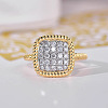 Brass Micro Pave Cubic Zirconia Finger Rings for Women FS-WG378B2-03-2