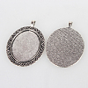 Vintage Large Tibetan Style Alloy Pendant Cabochon Bezel Settings TIBEP-O006-09AS-2
