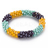 Crochet Glass Beads Braided Stretch Bracelet BJEW-T016-08J-1