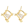 Brass Micro Pave Cubic Zirconia Stud Earring Findings LS-KK-U015-06G-1