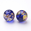 Flower Picture Transparent Glass Round Beads GFB-R004-14mm-M17-2