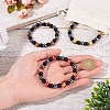 3Pcs 3 Styles 8MM Round Natural Tiger Eye & Black Onyx & Black Obsidian & Synthetic Non-Magnetic Hematite Beads Stretch Bracelets for Women Men BJEW-TA0001-20-6