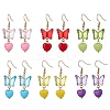 6Pairs Butterfly with Heart Acrylic Dangle Earrings EJEW-JE06377-S-1