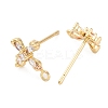 Cross Brass Micro Pave Cubic Zirconia Stud Earring Finding KK-Z084-02G-2
