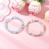2Pcs 2 Styles Bohemia Style Natural Fossil & Freshwater Shell & Glass Beads Stretch Bracelets for Women BJEW-JB11865-1