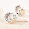 Two Tone 304 Stainless Steel Stripe Hoop Earrings EJEW-L307-04GP-01-3