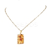 Natural Amber Rectangle Pendant 304 Stainless Steel Cable Chain Necklaces NJEW-JN05981-02-2