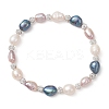 Polymer Clay Rhinestone & Natural Cultured Freshwater Pearl Beads Stretch Bracelets for Women BJEW-JB13192-2