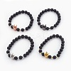 Natural Black Agate(Dyed) Beads Stretch Bracelets BJEW-JB03966-1