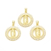 Rack Plating Brass Micro Pave Clear Cubic Zirconia Pendants KK-C011-38G-3