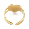 Ion Plating(IP) 304 Stainless Steel Enamel Heart Cuff Finger Rings RJEW-L107-059G-02-3