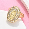 Brass Micro Pave Clear Cubic Zirconia Cuff Rings for Women RJEW-C126-16G-3