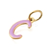 Ion Plating(IP) 304 Stainless Steel Enamel Alphabet Charms STAS-F308-02G-C-2