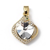 Real 18K Gold Plated Rack Plating Brass Micro Pave Clear Cubic Zirconia Pendants KK-C015-16G-13-1