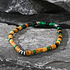 Synthetic Malachite & Non-magnetic Hematite & Natural Picture Jasper Beads Stretch Bracelets for Men NI3669-3