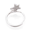 Star Shape Brass Micro Pave Clear Cubic Zirconia Adjustable Ring Settings KK-T076-51P-3