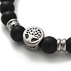 Synthetic Black Stone Round Beaded Stretch Bracelets BJEW-F479-01P-2