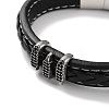 Men's Braided Black PU Leather Cord Bracelets BJEW-K243-34AS-2