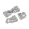 Brass Micro Pave Clear Cubic Zirconia Fold Over Clasps KK-P291-16P-1-2