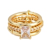 Brass Micro Pave Cubic Zirconia Plain Band Finger Rings for Women RJEW-P160-01E-G-4