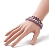 4Pcs 4 Style Natural Amethyst & White Crazy Agate & Brass Beaded Stretch Bracelets Set BJEW-JB08998-5