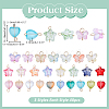 120Pcs 3 Styles Gradient Color Baking Paint Transparent Glass Star & Heart & Butterfly Connector Charms PALLOY-AR00029-2