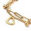Heart and Round Ball Charm Multi-strand Bracelet BJEW-G639-05G-2