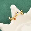 304 Stainless Steel Rhinetsone Open Cuff Rings for Women RJEW-K301-07G-3