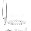 Natural Howlite Beads Stretch Bracelets & Pendant Necklaces Sets for Men PW-WGF85DB-07-1