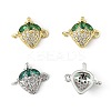 4Pcs 2 Colors Brass Pave Cubic Zirconia Fruit Connector Charms KK-FS0001-73A-3