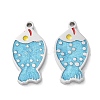 304 Stainless Steel Enamel Pendants STAS-M102-12B-P-1
