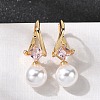Brass Glass Round Hoop Earrings EJEW-P331-01G-1