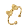 Bowknot 304 Stainless Steel Open Cuff Rings for Women LS-RJEW-G338-08G-4