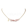 Natural Mixed Gemstone Chip and Round Beaded Pendant 304 Stainless Steel Cable Chain Necklaces for Women NJEW-JN05741-3
