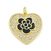 Rack Plating Heart with Flower Brass Micro Pave Clear Cubic Zirconia KK-Z053-23G-2