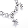 Tarnish Resistant 304 Stainless Steel Charm Bracelets LS-BJEW-G544-28P-2