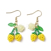 Flower with Cherry 304 Stainless Steel Glass Seed Beads Dangle Earrings EJEW-MZ00419-04-2