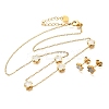 Flower 304 Stainless Steel Shell Necklaces & Stud Earring Set for Women SJEW-C007-05G-4