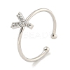 Rack Plating Brass Open Cuff Rings for Women RJEW-F162-02P-Y-1