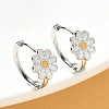 Daisy Brass Enamel Hoop Earrings for Women EJEW-G434-02P-1