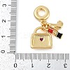 Rack Plating Brass Clear Cubic Zirconia Makeup European Dangle Charms KK-P287-34C-G-3