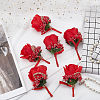 Cloth Rose Flower Boutonniere Brooch with Rhinestone AJEW-WH0258-294A-7