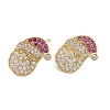 Christmas Rack Plating Brass Cubic Zirconia Stud Earrings EJEW-K245-55B-G-4