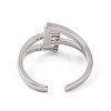 Clear Cubic Zirconia Interlocking Triangle Knot Open Cuff Ring RJEW-G283-04P-3
