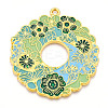 Rack Plating Alloy Enamel Big Pendants ENAM-N056-394E-G-1