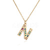 Brass Pave Colorful Cubic Zirconia Initial Pendant Necklaces for Women FS-WG02860-14-1