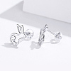 Anti-Tarnish Rhodium Plated 925 Sterling Silver Bunny Stud Earrings EJEW-FF0009-08P-4