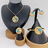 304 Stainless Steel & Cubic Zirconia & Cat Eye Pendant Necklaces & Stud Earrings & Rings & Bangles FS-WGBA184-04-1