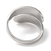 304 Stainless Steel Open Cuff Ring for Women RJEW-F166-14P-02-3
