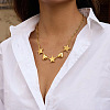 304 Stainless Steel Star Heart Link Chain Necklaces for Women UT7445-1